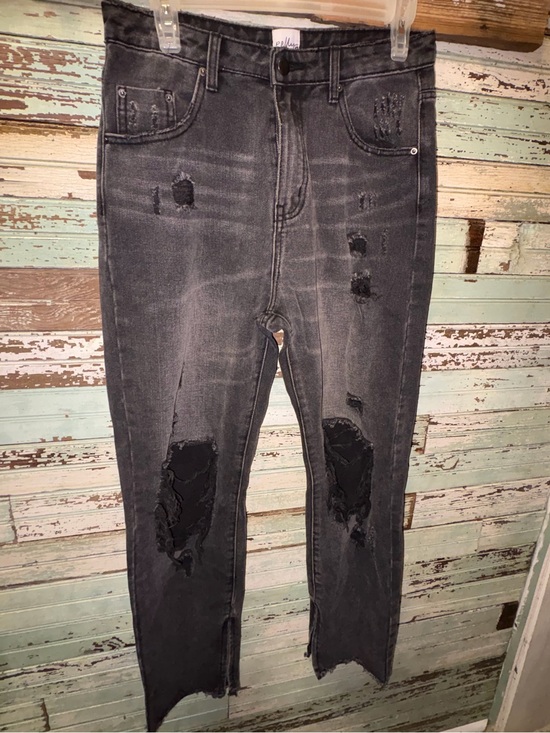 Polly Denim - Polly Size 10 Distressed Black High-Waist Skinny Jeans